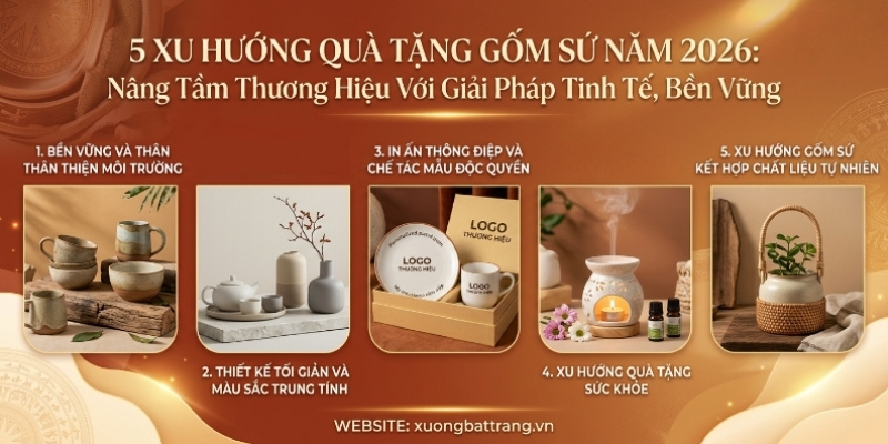 Top 5 xu hướng quà tặng gốm sứ nâng tầm thương hiệu năm 2026