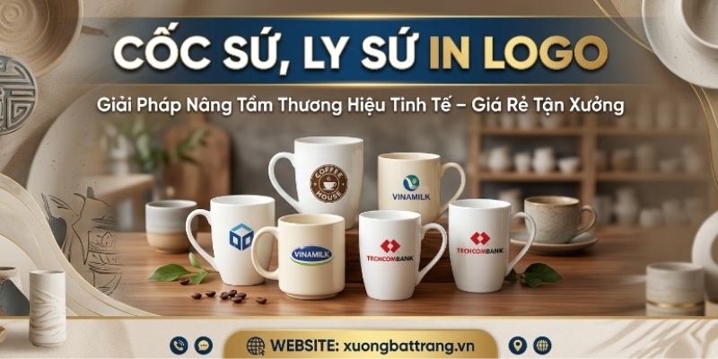 Cốc sứ, ly sứ in logo quà tặng thương hiệu tinh tế, giá rẻ tận xưởng