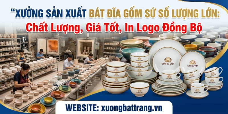 Xưởng bát đĩa gốm sứ in logo theo yêu cầu