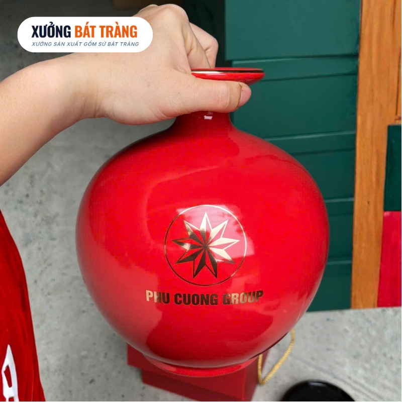 Bình hút lộc in logo màu đỏ hoạ tiết Mã Đáo Thành Công chiều cao 22cm XBT-BHL05 - Ảnh 3