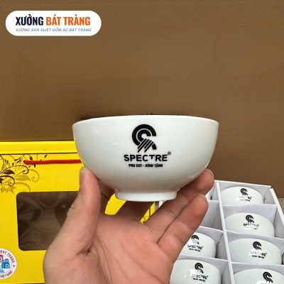 Alternative view of Bộ 10 bát cơm in logo men sứ trắng Bát Tràng XBT-BC05