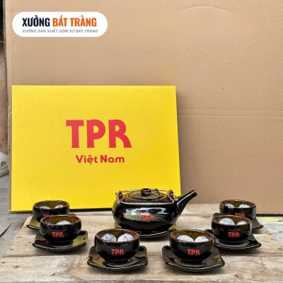 Alternative view of Bộ ấm chén Tô Thanh Sơn quà tặng in logo men hoả biến cao cấp XBT-AC05