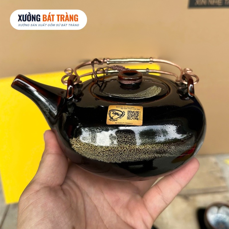 Bộ ấm chén Tô Thanh Sơn quà tặng in logo men hoả biến cao cấp XBT-AC05 - Ảnh 3