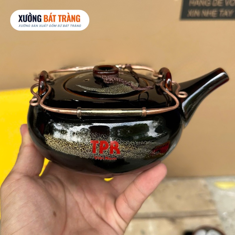 Bộ ấm chén Tô Thanh Sơn quà tặng in logo men hoả biến cao cấp XBT-AC05 - Ảnh 4