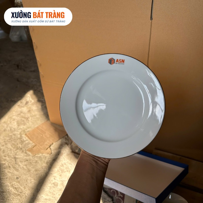 Bộ bát đĩa quà tặng in logo 10 món men sứ trắng XBT-BĐ03 - Ảnh 7