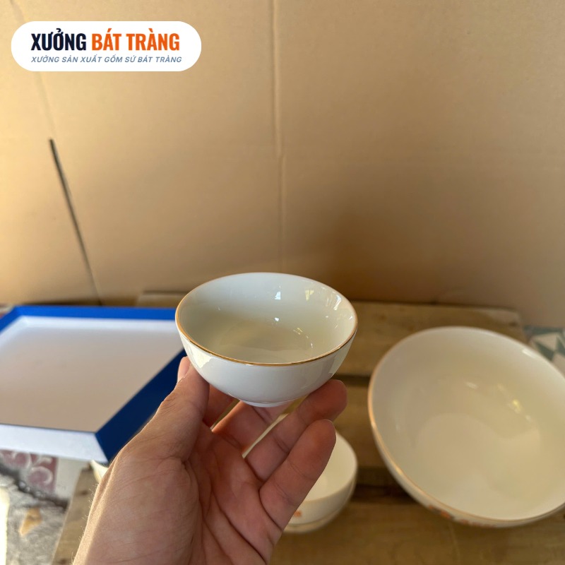 Bộ bát đĩa quà tặng in logo 10 món men sứ trắng XBT-BĐ03 - Ảnh 8