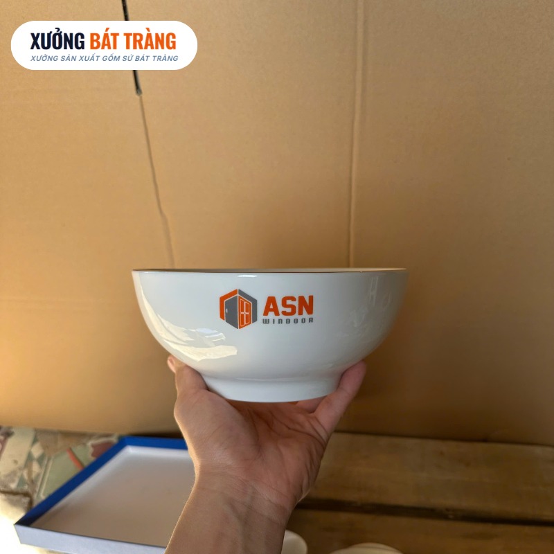 Bộ bát đĩa quà tặng in logo 10 món men sứ trắng XBT-BĐ03 - Ảnh 5