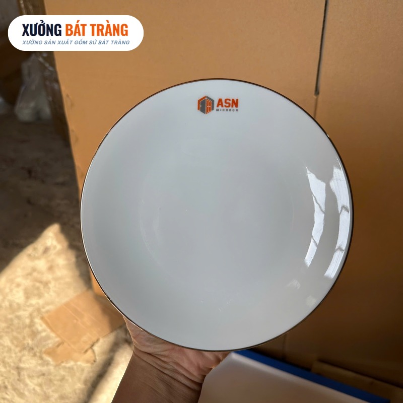 Bộ bát đĩa quà tặng in logo 10 món men sứ trắng XBT-BĐ03 - Ảnh 6