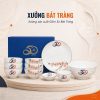 Bộ bát đĩa in logo 10 món men sứ trắng hoạ tiết hoa đào hồng XBT-BĐ04 - Ảnh đại diện