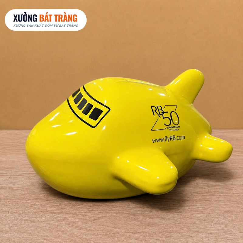 Heo đất in logo hình máy bay màu vàng kích thước 20x20x9cm XBT-HĐ01 - Ảnh 2