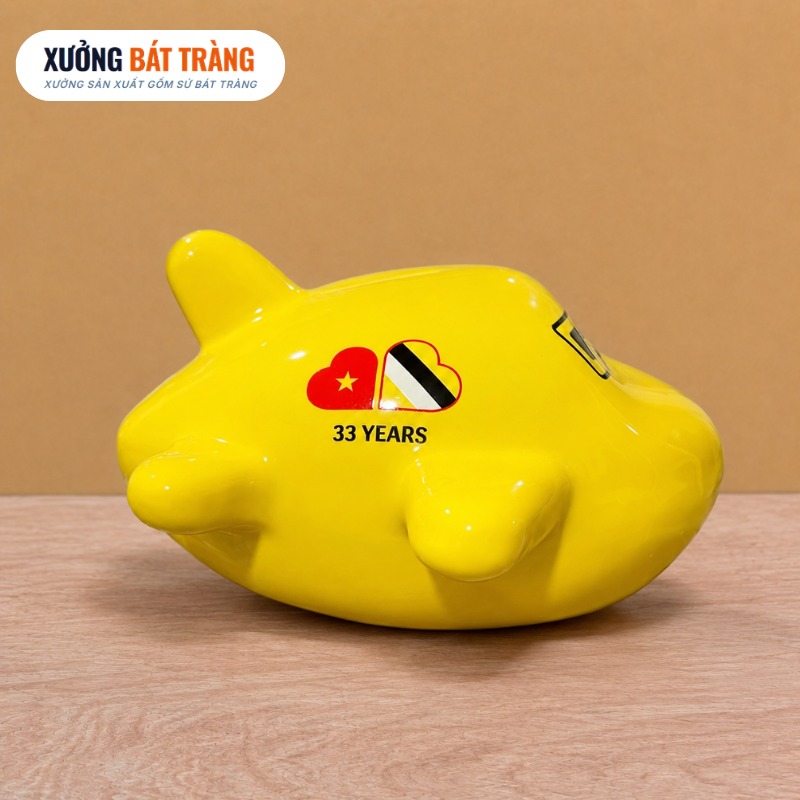Heo đất in logo hình máy bay màu vàng kích thước 20x20x9cm XBT-HĐ01 - Ảnh 3