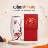 Lọ hoa in logo màu trắng dáng bom vẽ hoạ tiết hoa đảo đỏ chiều cao 24cm XBT-LH01 - Ảnh đại diện