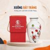 Lọ hoa in logo men xước màu trắng dáng vò vẽ hoạ tiết hoa mộc lan chiều cao 27cm XBT-LH04 - Ảnh đại diện